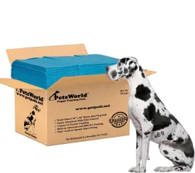 PETSWORLD Giant Dog Potty Pads, Odor-Eliminating, 36" x 36" 25 Counts, Ultra Absorbent 5-Layer Leak-Proof Training Pads for Dogs & Cats