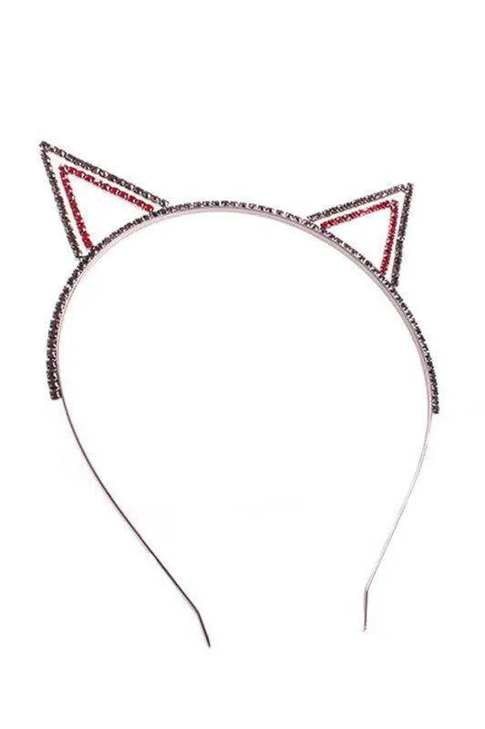 Pointy Rhinestone Cat Ears Headband