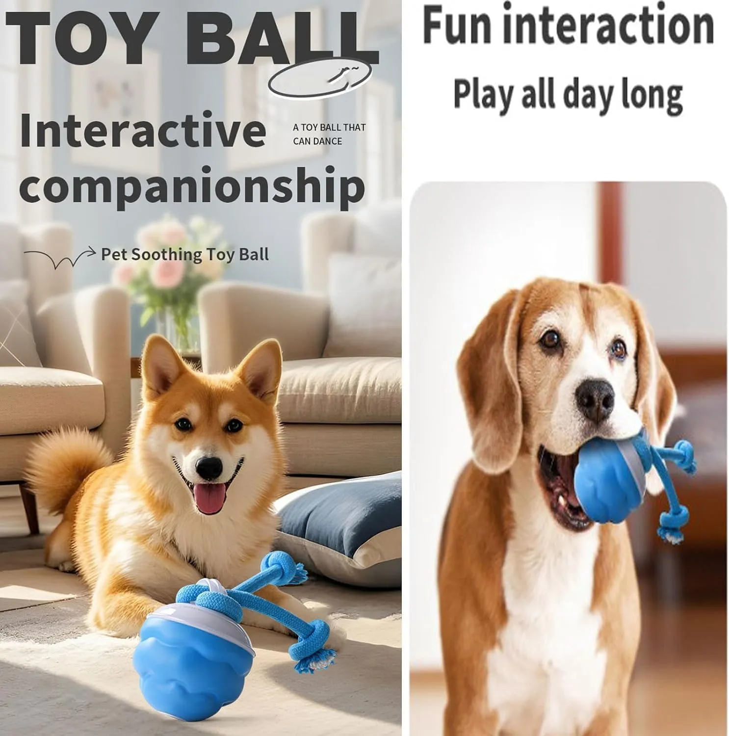 Power Tail 2.0 Dog Toy, Barkzys Powertail 2.0, Motion Activate Rolling Ball for Puppy, Smart Jumping Ball for Dogs for Daily Training, USB Rechargeable (1Pcs)