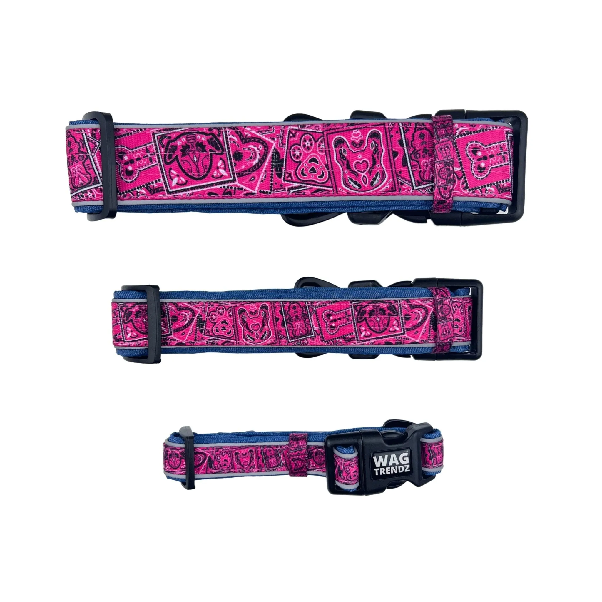 Reflective Dog Collar - Bandana Boujee - Hot Pink