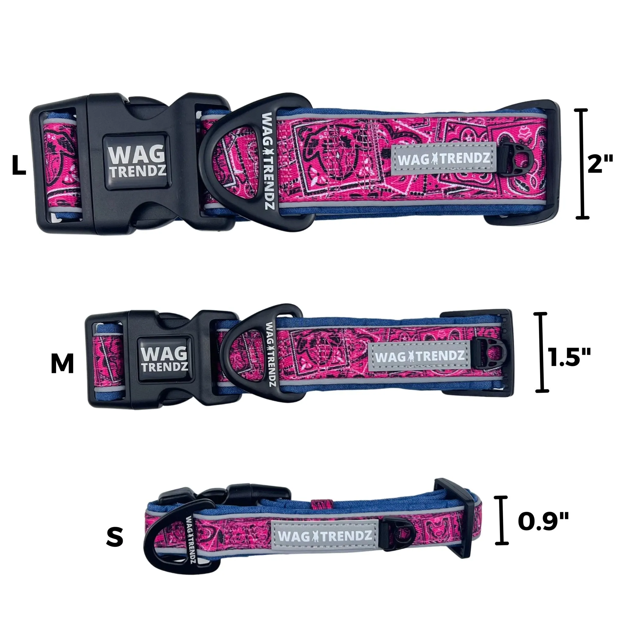 Reflective Dog Collar - Bandana Boujee - Hot Pink