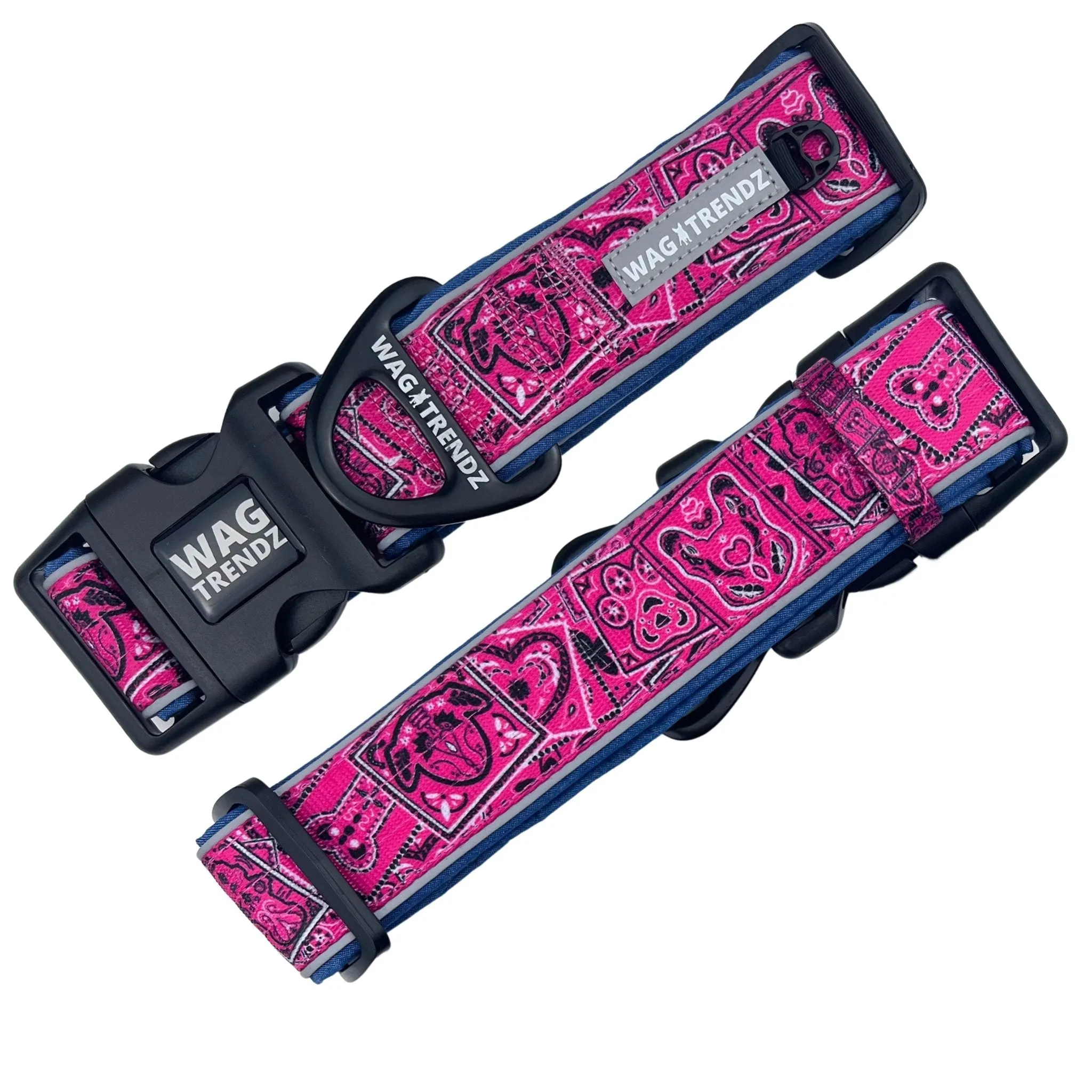 Reflective Dog Collar - Bandana Boujee - Hot Pink