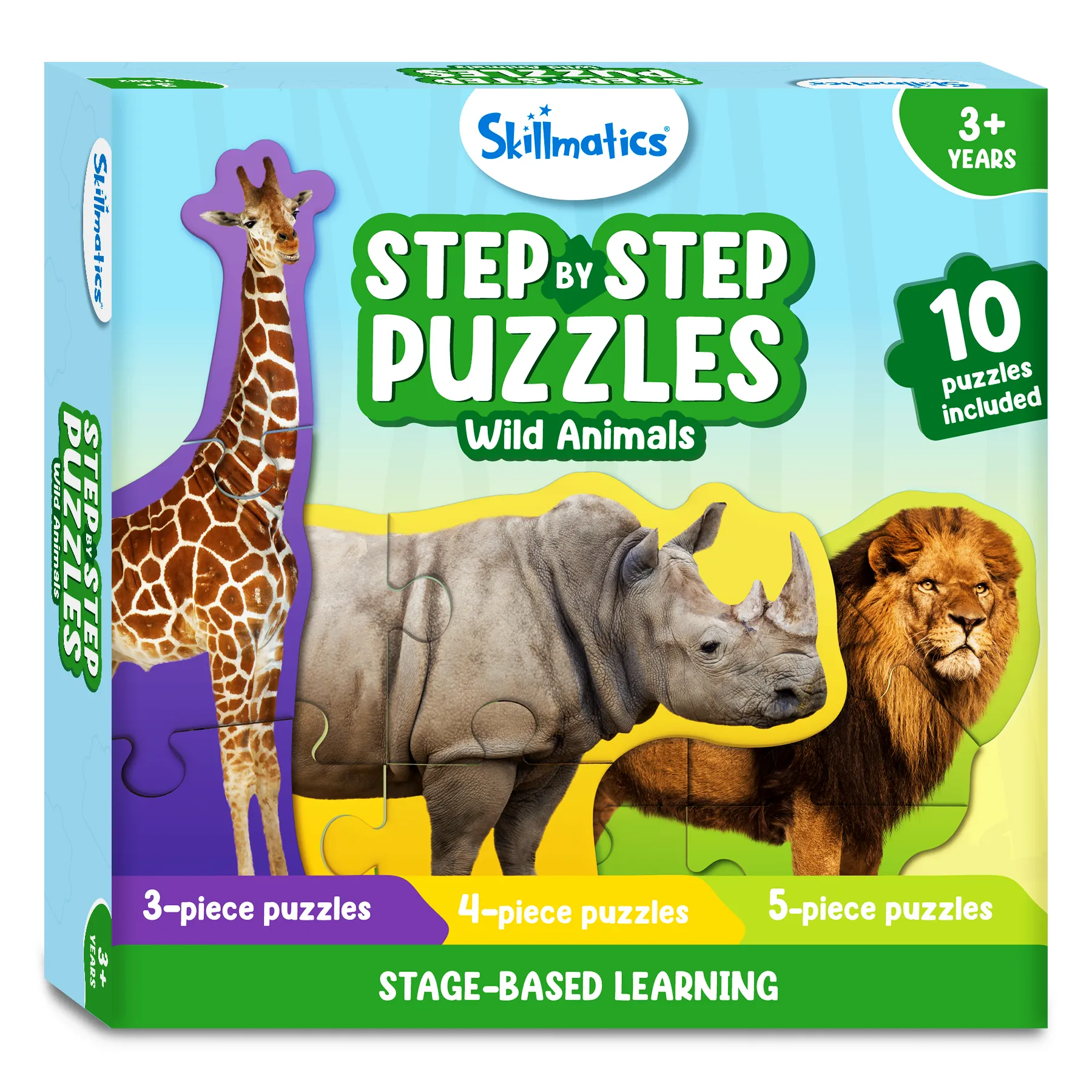 Skillmatics Step By Step Puzzle - 40 Piece Wild Animal Jigsaw Puzzle, Educational Toddler Toy, Stage-Based Learning, Gifts For Kids Ages 2 To 5