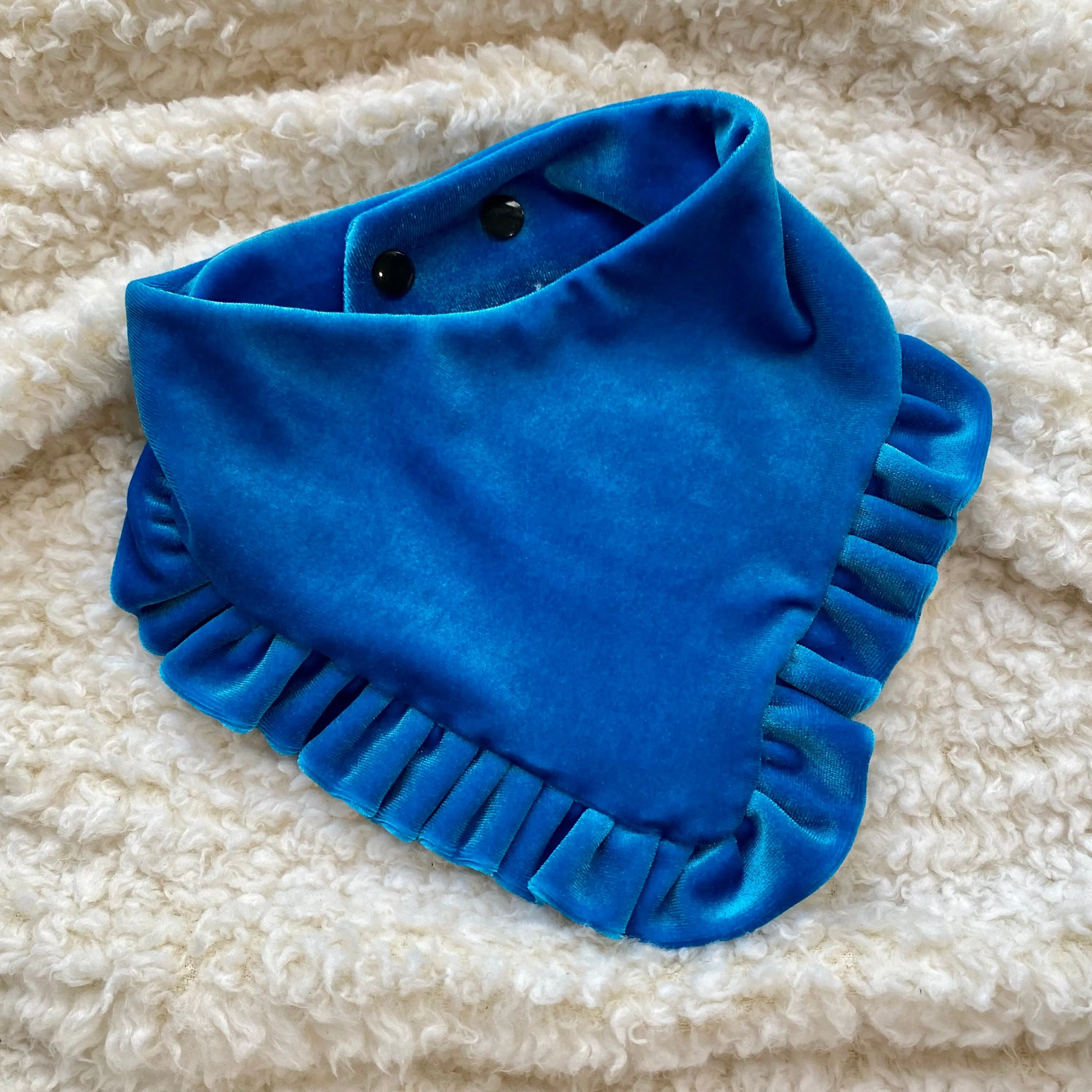 Teal Velvet with ruffles Dog bandana, Fancy bandana