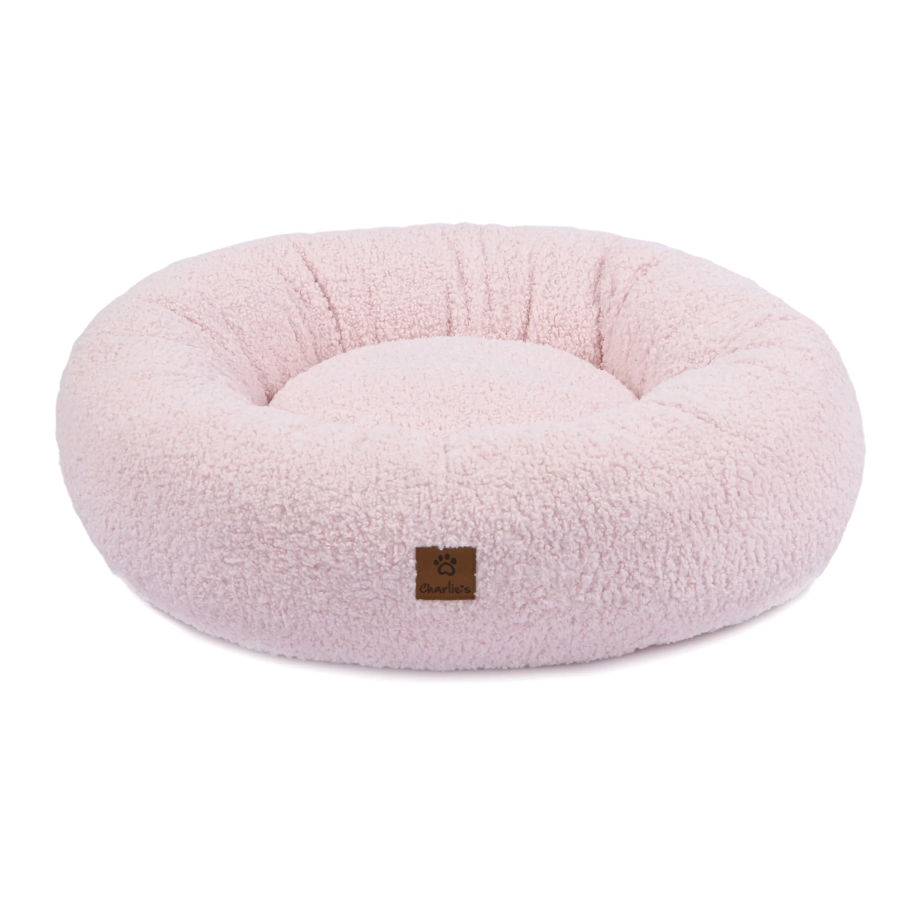 Teddy Fleece Round Donut Pet Bed - Pink