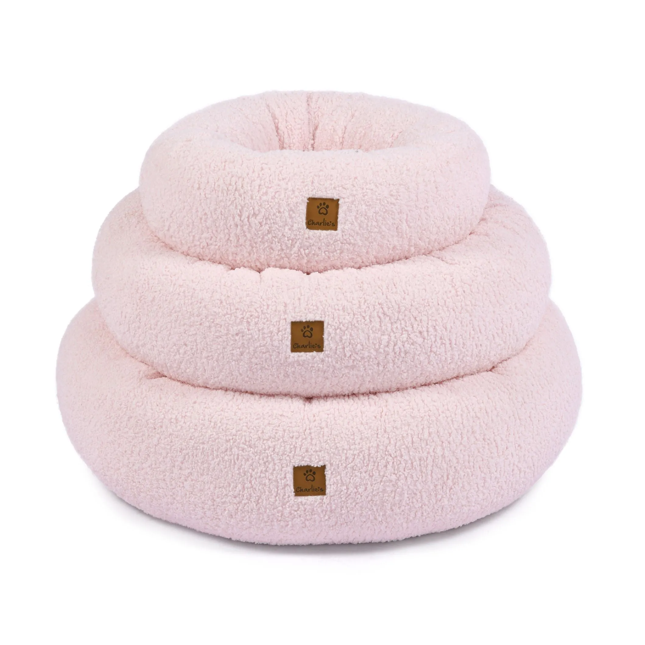 Teddy Fleece Round Donut Pet Bed - Pink