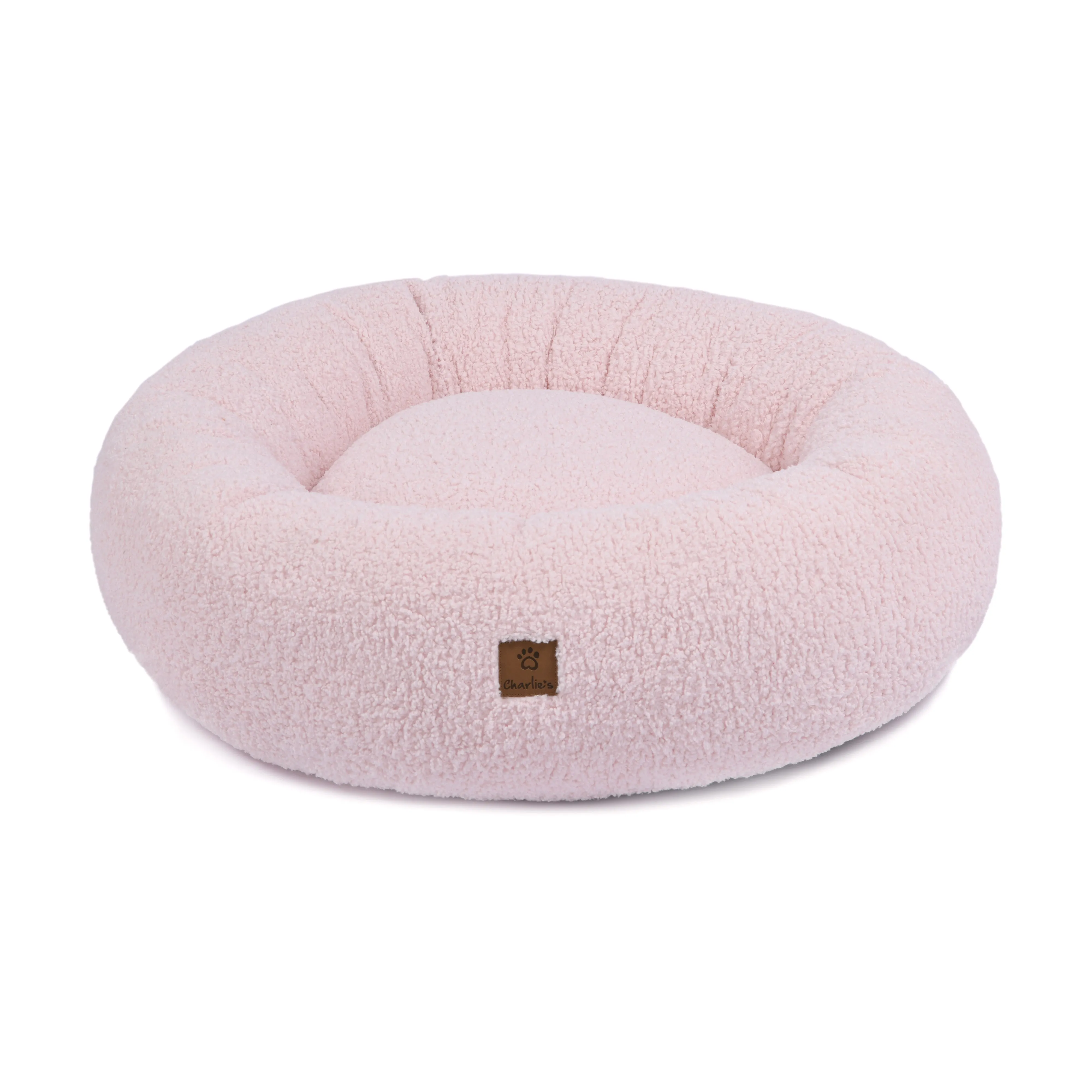 Teddy Fleece Round Donut Pet Bed - Pink