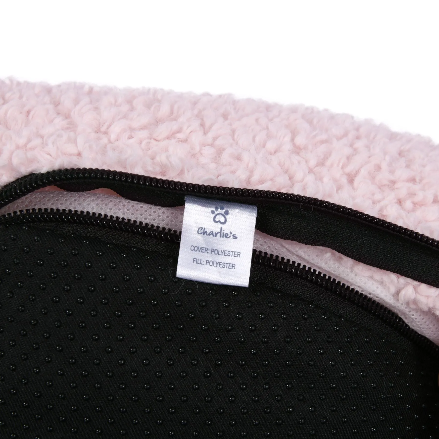 Teddy Fleece Round Donut Pet Bed - Pink