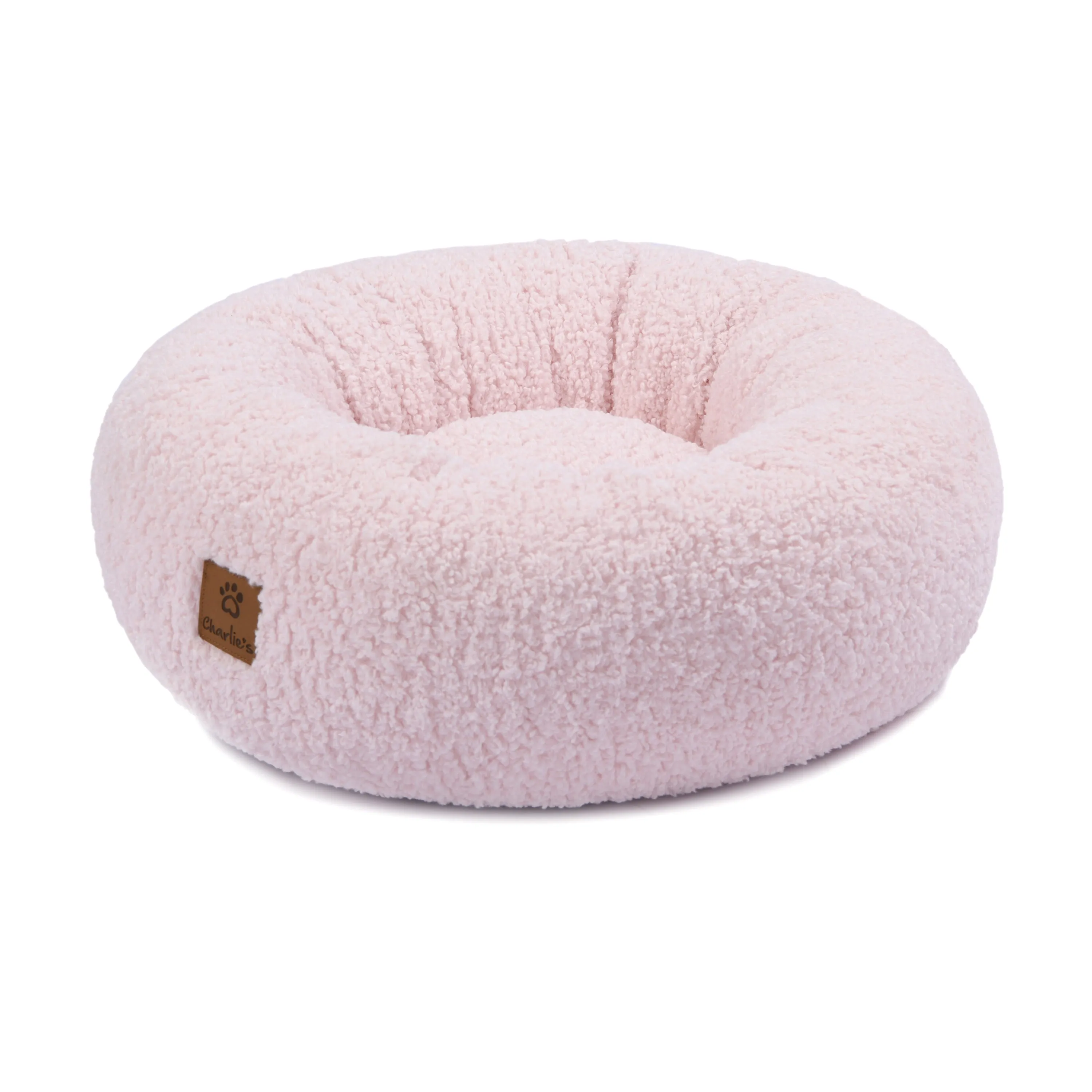 Teddy Fleece Round Donut Pet Bed - Pink
