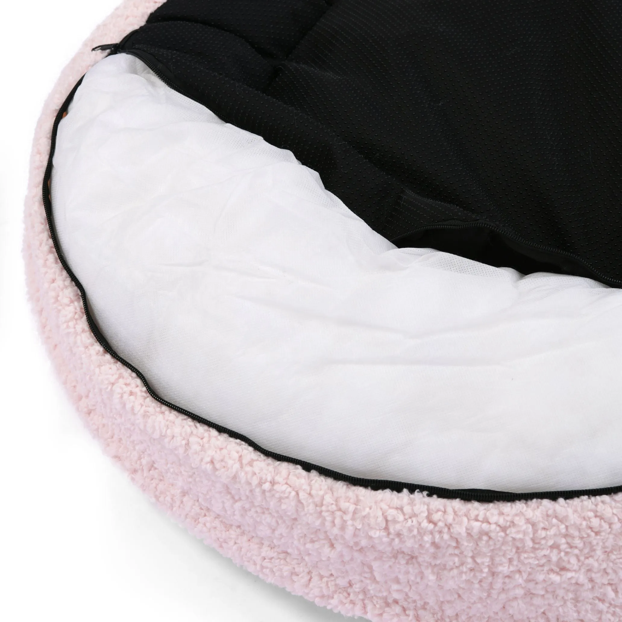 Teddy Fleece Round Donut Pet Bed - Pink