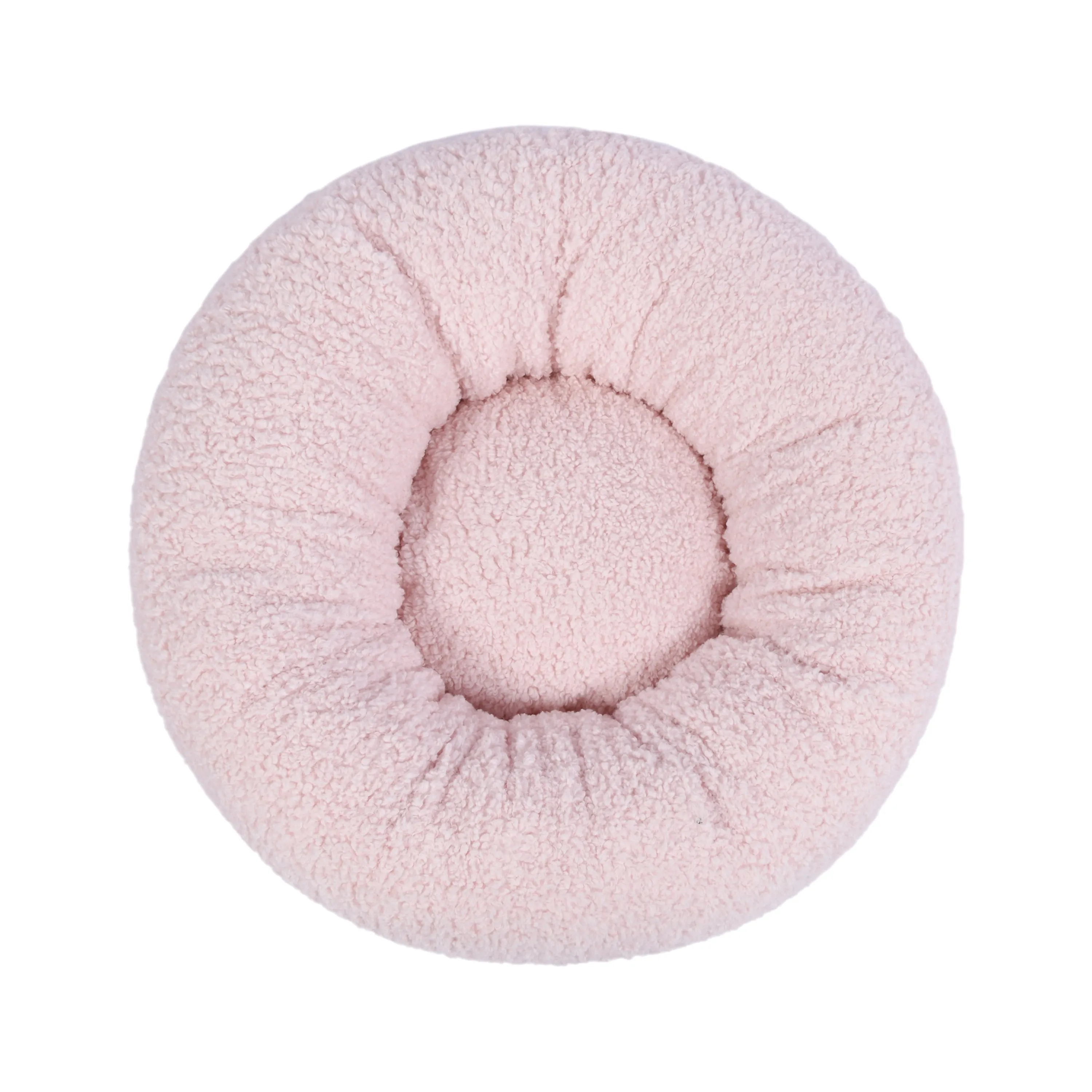 Teddy Fleece Round Donut Pet Bed - Pink