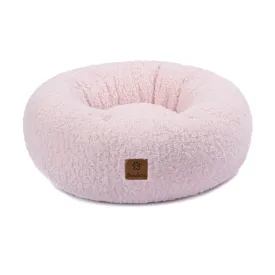 Teddy Fleece Round Donut Pet Bed - Pink