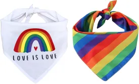 Tinsow 2 Pcs Dog Bandanas Gay Pride Rainbow Bandanas Cotton Handkerchiefs Party Supply Pet Bandana
