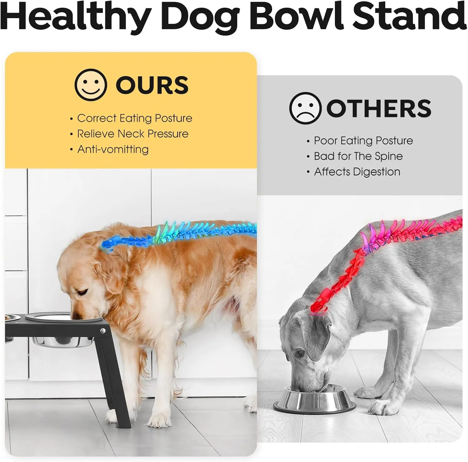 Veehoo Metal Raised Dog Bowl Stand with No Spill Water Bowl for Dogs and 304 Stainless Steel Food Bowls, 10.2" Tall Elevated Dog Feeding Station