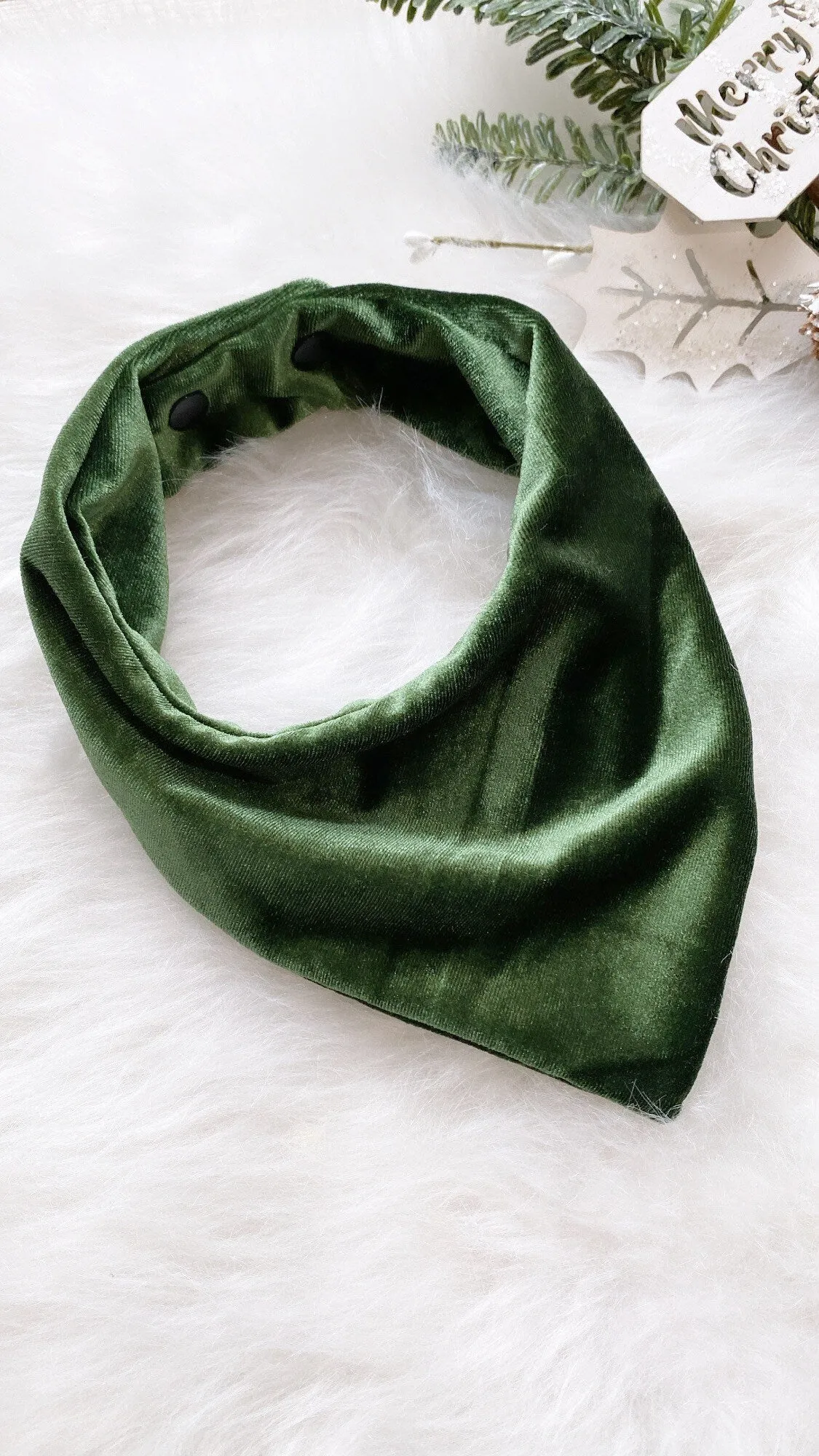 Velvet Green Dog bandana, Fancy bandana