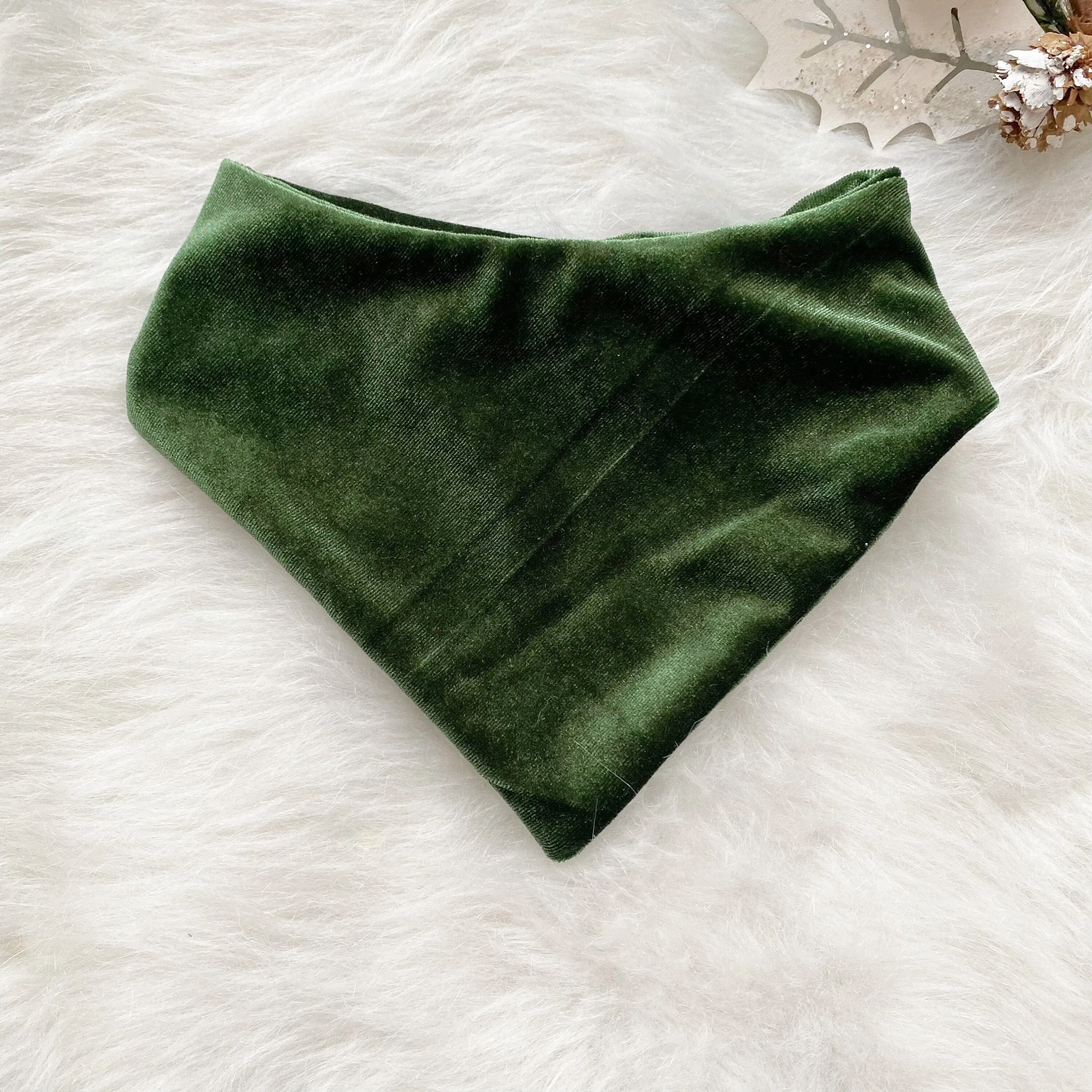 Velvet Green Dog bandana, Fancy bandana