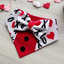 XoXo Tuxedo dog bandana, Valentines Day bandana