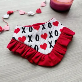 XoXo Valentines dog bandana with ruffles