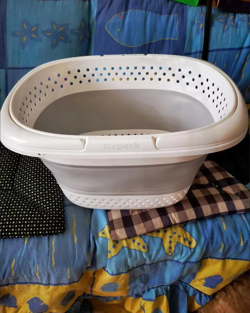 zccpeck Collapsible Laundry Basket, Comfort Grip Handles, Smart Space Saving Structure